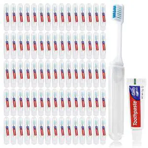 Travel Toothbrush, Toothbrush and Toothpaste, Individually Packaged with Storage Box, Foldable Storage, is Suitable for Travel, Camping, Business Trip (PACK-50) Travel Toothbrush, Toothbrush and Toothpaste, Individually Packaged with Storage Box, Foldable Storage, is Suitable for Travel, Camping, Business Trip (PACK-50)