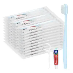 Disposable Toothbrushes with Toothpaste, Light Blue (50-Pack) | Travel Toothbrush Kit, Individually Packaged, With Floss Picks, Suitable For Hotel, Home, Camping, Travel Disposable Toothbrushes with Toothpaste, Light Blue (50-Pack) | Travel Toothbrush Kit, Individually Packaged, With Floss Picks, Suitable For Hotel, Home, Camping, Travel