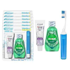 Oral Care 3-Piece Trial Size Set w/Mouthwash, Whitening Toothpaste, & Travel Toothbrush (Pack of 6), TSA Approved Oral Care 3-Piece Trial Size Set w/Mouthwash, Whitening Toothpaste, & Travel Toothbrush (Pack of 6), TSA Approved