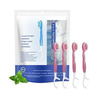 5 in 1 Mini Brushes-Disposable Toothbrushes with Toothpaste + Floss + Pick + Tongue Scraper | Travel Size | Individually Wrapped | Soft | Mint | Travel Set (Peach, 26 pcs) 5 in 1 Mini Brushes-Disposable Toothbrushes with Toothpaste + Floss + Pick + Tongue Scraper | Travel Size | Individually Wrapped | Soft | Mint | Travel Set (Peach, 26 pcs)