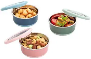 3 Pack Stainless Steel Snack Containers with Lids, 7.5oz | Small Food Storage Dressing Containers, Reusable Metal Lunch Box Dipping Sauce Cups Set for Picnic, Leakproof & BPA Free 3 Pack Stainless Steel Snack Containers with Lids, 7.5oz | Small Food Storage Dressing Containers, Reusable Metal Lunch Box Dipping Sauce Cups Set for Picnic, Leakproof & BPA Free