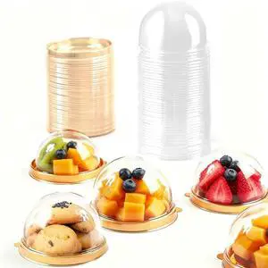 50 piece set with lid mini dessert dome, gold flange container, independent mini cupcake box, transparent plastic mini dessert dome, pastries, fruits 50 piece set with lid mini dessert dome, gold flange container, independent mini cupcake box, transparent plastic mini dessert dome, pastries, fruits