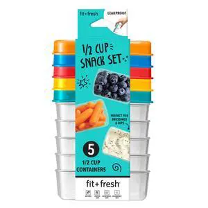 1/2-Cup Snack Set, Condiment & Salad Dressing Containers, Reusable & Leakproof Lunch Containers, Perfect for Insulated Lunch Bag, Lunch Box & More, 5PK, Multicolor 1/2-Cup Snack Set, Condiment & Salad Dressing Containers, Reusable & Leakproof Lunch Containers, Perfect for Insulated Lunch Bag, Lunch Box & More, 5PK, Multicolor