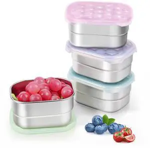 8oz Small (1 CUP) Stainless Steel Snack Containers for Kids and Toddlers (Ages 1-3) | Easy Open Leak Proof Food Containers with Silicone Lids - Perfect Metal Lunch Box for Daycare and School 8oz Small (1 CUP) Stainless Steel Snack Containers for Kids and Toddlers (Ages 1-3) | Easy Open Leak Proof Food Containers with Silicone Lids - Perfect Metal Lunch Box for Daycare and School