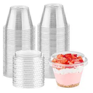 6 oz Plastic Dessert Cups with Lids, 50 Pack | Small Clear Parfait Cups, Mini Plastic Cups with Lids, for Cakes, Puddings, Fruits, Ice Creams, Dessert Shot Glasses, Bulk 6 oz Plastic Dessert Cups with Lids, 50 Pack | Small Clear Parfait Cups, Mini Plastic Cups with Lids, for Cakes, Puddings, Fruits, Ice Creams, Dessert Shot Glasses, Bulk