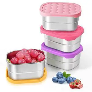 4Pack Small (1 CUP) 8oz Stainless Steel Snack Containers for Kids | Reusable Easy Open Toddler Snack Containers with Silicone Lids | Stackable Toddler Lunch Box for Daycare, School and Travel 4Pack Small (1 CUP) 8oz Stainless Steel Snack Containers for Kids | Reusable Easy Open Toddler Snack Containers with Silicone Lids | Stackable Toddler Lunch Box for Daycare, School and Travel