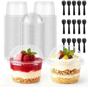 50 Packs Dessert Cups with Lids, 8 OZ Disposable Plastic Cups with Dome Lids and Fork,Clear Desert Cup Mini Party Serving Container for Parfait Fruit Pudding Jello Ice Cream Drink Yogurt Cake 50 Packs Dessert Cups with Lids, 8 OZ Disposable Plastic Cups with Dome Lids and Fork,Clear Desert Cup Mini Party Serving Container for Parfait Fruit Pudding Jello Ice Cream Drink Yogurt Cake