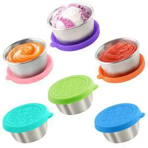 6x1.6 Oz Salad Dressing Containers with Lids | Leakproof, Reusable, Stainless Steel, Small, For Lunch Boxes, Sauce Cup, Picnics, Travel, Meal Prep, Kitchen Storage 6x1.6 Oz Salad Dressing Containers with Lids | Leakproof, Reusable, Stainless Steel, Small, For Lunch Boxes, Sauce Cup, Picnics, Travel, Meal Prep, Kitchen Storage
