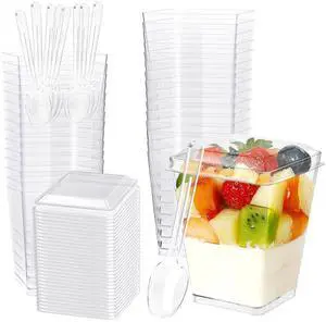 30 Pack 5oz Dessert Cups with Lids and Spoons,Mini Dessert Shooter Cups | Yogurt Parfait Cup with Lids,Square Appetizer Cups for Party,Plastic Dessert Containers for Fruit,Pudding,Trifle,Ice Cream 30 Pack 5oz Dessert Cups with Lids and Spoons,Mini Dessert Shooter Cups | Yogurt Parfait Cup with Lids,Square Appetizer Cups for Party,Plastic Dessert Containers for Fruit,Pudding,Trifle,Ice Cream