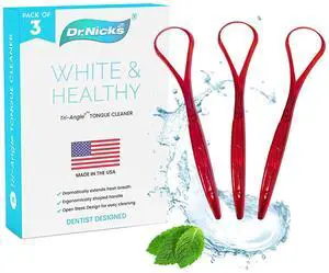 Tongue Scraper (3 pack)(Red) - 100% BPA Free - Dentist Designed for Fresh Breath - Dr. Nicks White & Healthy Easy to Use Plastic Tongue Cleaner for Adults Tongue Scraper (3 pack)(Red) - 100% BPA Free - Dentist Designed for Fresh Breath - Dr. Nicks White & Healthy Easy to Use Plastic Tongue Cleaner for Adults