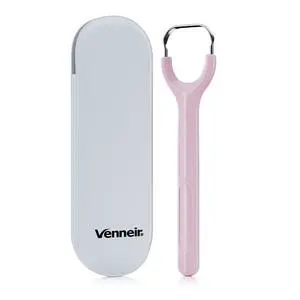 Tongue Scraper with Travel Case, Oral Glide ProBad Breath Treatment, Medical-Grade Stainless Steel for Adults & Kids. 100% Rustproof, Sleek & Effective Design (Pink Frost) Tongue Scraper with Travel Case, Oral Glide ProBad Breath Treatment, Medical-Grade Stainless Steel for Adults & Kids. 100% Rustproof, Sleek & Effective Design (Pink Frost)