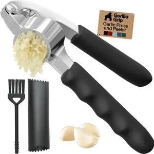 Garlic Peeler and Press Set, Heavy Duty Mincer, Black | Large Chamber for Cloves, Soft Comfortable Handle, Easily Mince and Crush Garlics, Nuts, Seeds, Ginger, Home Kitchen Gadgets Garlic Peeler and Press Set, Heavy Duty Mincer, Black | Large Chamber for Cloves, Soft Comfortable Handle, Easily Mince and Crush Garlics, Nuts, Seeds, Ginger, Home Kitchen Gadgets
