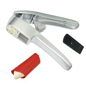 2-in-1 Garlic Press and Slicer, Handle Kitchen Tool for Home Cooking | Aluminum Garlic Mincer Crusher, Silicone Peeler, Cleaning Brush, Rustproof Non-Slip, Dishwasher Safe 2-in-1 Garlic Press and Slicer, Handle Kitchen Tool for Home Cooking | Aluminum Garlic Mincer Crusher, Silicone Peeler, Cleaning Brush, Rustproof Non-Slip, Dishwasher Safe