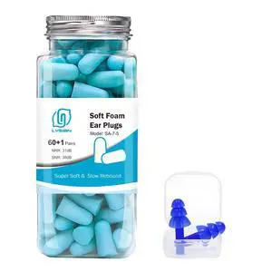 Soft Foam Ear Plugs for Sleeping, 60 Pairs, 38dB SNR, Lake Blue | Ultra-soft noise reduction earplugs for snoring, study, travel, work & shooting; 38dB SNR/31dB NRR Soft Foam Ear Plugs for Sleeping, 60 Pairs, 38dB SNR, Lake Blue | Ultra-soft noise reduction earplugs for snoring, study, travel, work & shooting; 38dB SNR/31dB NRR