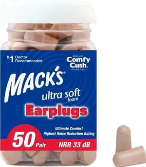 Ultra Soft Foam Earplugs, 50 Pair - 33dB Highest NRR | Made in USA Ultra Soft Foam Earplugs, 50 Pair - 33dB Highest NRR | Made in USA