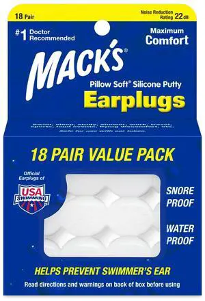 Pillow Soft Silicone Earplugs, 18 Pair - The Original Moldable Silicone Putty Ear Plugs for Sleeping, Snoring, Swimming, Travel, Concerts and Studying | Made in USA Pillow Soft Silicone Earplugs, 18 Pair - The Original Moldable Silicone Putty Ear Plugs for Sleeping, Snoring, Swimming, Travel, Concerts and Studying | Made in USA
