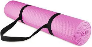 All-Purpose 1/4-Inch High Density Anti-Tear Exercise Yoga Mat with Carrying Strap, Pink | Mat with Knee Pad and Carrying Strap for Workout, Pilates, Gym Home Exercise All-Purpose 1/4-Inch High Density Anti-Tear Exercise Yoga Mat with Carrying Strap, Pink | Mat with Knee Pad and Carrying Strap for Workout, Pilates, Gym Home Exercise