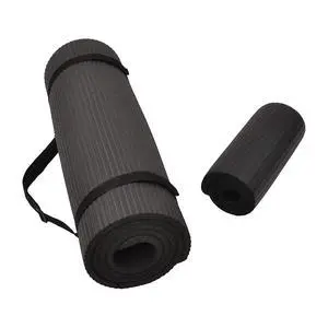 All Purpose 1/2-Inch Extra Thick High Density Anti-Tear Exercise Yoga Mat and Knee Pad with Carrying Strap, Black All Purpose 1/2-Inch Extra Thick High Density Anti-Tear Exercise Yoga Mat and Knee Pad with Carrying Strap, Black
