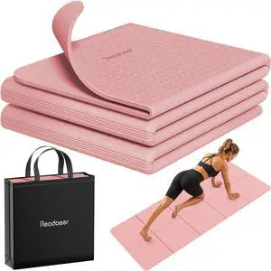 Foldable Yoga Mat for Travel Folding Yoga Mat 6mm Thick with Carrying Bag, Non-Slip TPE Exercise Pilates Mat for 72" L x 24" W x 0.24 Inch (Pink) Foldable Yoga Mat for Travel Folding Yoga Mat 6mm Thick with Carrying Bag, Non-Slip TPE Exercise Pilates Mat for 72" L x 24" W x 0.24 Inch (Pink)