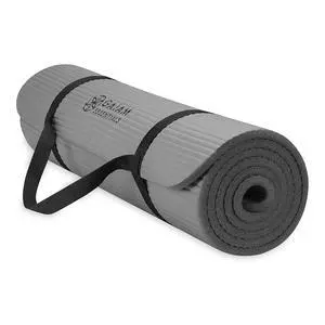 Essentials Thick Yoga Mat Fitness & Exercise Mat with Easy-Cinch Carrier Strap, Grey, 72"L X 24"W X 2/5 Inch Thick, 10mm | Extra-Thick 10mm Cushioning Essentials Thick Yoga Mat Fitness & Exercise Mat with Easy-Cinch Carrier Strap, Grey, 72"L X 24"W X 2/5 Inch Thick, 10mm | Extra-Thick 10mm Cushioning