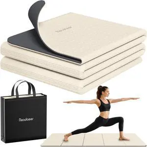 Foldable Yoga Mat for Travel Folding Yoga Mat 6mm Thick with Carrying Bag, Non-Slip TPE Exercise Pilates Mat for 72" L x 24" W x 0.24 Inch (Beige) Foldable Yoga Mat for Travel Folding Yoga Mat 6mm Thick with Carrying Bag, Non-Slip TPE Exercise Pilates Mat for 72" L x 24" W x 0.24 Inch (Beige)