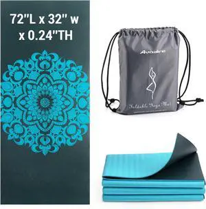Folding Yoga Mat, 72"x 32"x 0.24" Extra Wide Non-Slip Exercise Fitness Yoga Mats, Eco-Friendly High Density 6mm Thick Print Pilates Mat with Carrying Bag for Women Men Home Workout Folding Yoga Mat, 72"x 32"x 0.24" Extra Wide Non-Slip Exercise Fitness Yoga Mats, Eco-Friendly High Density 6mm Thick Print Pilates Mat with Carrying Bag for Women Men Home Workout