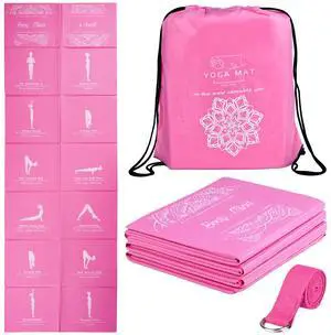 Yoga Mat for Women, Non Slip Exercise Mat for Home Gym, 5mm Travel Yoga Mats Set With Stretch Strap for Yoga Pilates and Fitness, 68"L x 24"W x 0.2 Inch Thick Yoga Mat for Women, Non Slip Exercise Mat for Home Gym, 5mm Travel Yoga Mats Set With Stretch Strap for Yoga Pilates and Fitness, 68"L x 24"W x 0.2 Inch Thick