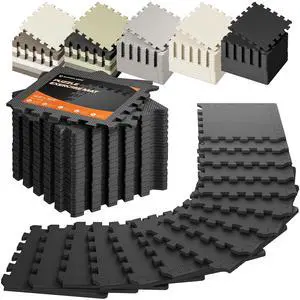 Gym Floor Mats, EVA Foam Puzzle Exercise Mats, Foam Floor Tiles | Cushioned Interlocking Workout Mat, Gym Flooring for Home Gym, Playroom, Garage, 18 PCS, 12.6"x12.6"x0.4", Black Gym Floor Mats, EVA Foam Puzzle Exercise Mats, Foam Floor Tiles | Cushioned Interlocking Workout Mat, Gym Flooring for Home Gym, Playroom, Garage, 18 PCS, 12.6"x12.6"x0.4", Black