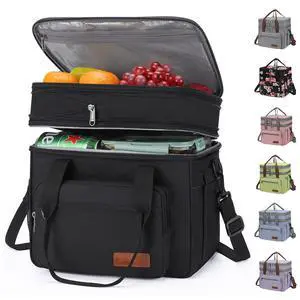 23L Insulated Lunch Box, Expandable Double Deck Cooler Bag | 16h Thermal Retention, Lightweight, Upright Structure, Tissue Pocket. Perfect For Men, Women, Office, Supermarket, Commuters 23L Insulated Lunch Box, Expandable Double Deck Cooler Bag | 16h Thermal Retention, Lightweight, Upright Structure, Tissue Pocket. Perfect For Men, Women, Office, Supermarket, Commuters