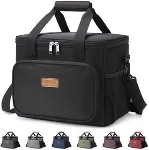 Large Lunch Bag, Insulated Lunch Box, Soft Cooler Cooling Tote for Adult Men Women, Black 24-Can (15L) Large Lunch Bag, Insulated Lunch Box, Soft Cooler Cooling Tote for Adult Men Women, Black 24-Can (15L)