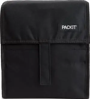 Freezable Lunch Bag, Black, Built with EcoFreeze Technology, Foldable, Reusable, Zip and Fold Closure with Buckle Handle, Perfect for School and Office Lunches Freezable Lunch Bag, Black, Built with EcoFreeze Technology, Foldable, Reusable, Zip and Fold Closure with Buckle Handle, Perfect for School and Office Lunches