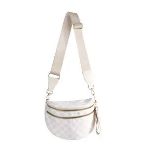 Spacious Checkered Nylon Crossbody Bag Bum Bag Handbags Wallets for Women (beige checkered) Spacious Checkered Nylon Crossbody Bag Bum Bag Handbags Wallets for Women (beige checkered)