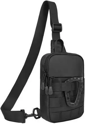 Small Sling Bag for Men, Tactical Inspired Waterproof Utility EDC Mini Crossbody Chest Bag for Travel Work Sport (Black) Small Sling Bag for Men, Tactical Inspired Waterproof Utility EDC Mini Crossbody Chest Bag for Travel Work Sport (Black)
