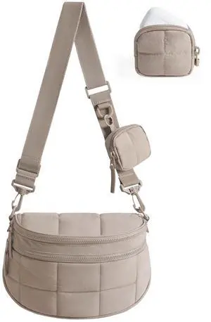 Crossbody Bags for Women, Puffer Cute Bum Bag with Pouch, Quilted Mom Bag for Daily Travel College, Camel Crossbody Bags for Women, Puffer Cute Bum Bag with Pouch, Quilted Mom Bag for Daily Travel College, Camel