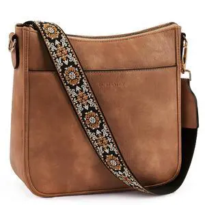 Crossbody Bags for Women Trendy Vegan Leather Hobo Purses Shoulder Handbags With Wide Shoulder Strap Brown | Comfort Adjustable Guitar Strap, Roomy, Multi Pockets, Lightweight, Structured Right Size Crossbody Bags for Women Trendy Vegan Leather Hobo Purses Shoulder Handbags With Wide Shoulder Strap Brown | Comfort Adjustable Guitar Strap, Roomy, Multi Pockets, Lightweight, Structured Right Size