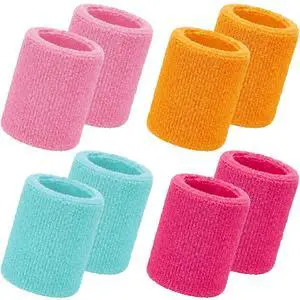 8 Pack Wrist Sweatbands Sports Wristbands Tennis Sweatbands Neon 80s Thick Cotton Gymnastics Sweat Band Athletic Football Soccer Sports Wristband for Men Women Party(Pastel) 8 Pack Wrist Sweatbands Sports Wristbands Tennis Sweatbands Neon 80s Thick Cotton Gymnastics Sweat Band Athletic Football Soccer Sports Wristband for Men Women Party(Pastel)