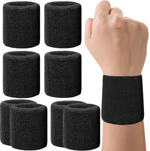 8 Pack Wrist Sweatbands Tennis Wrist Bands Absorbent Sweat Band for Men and Women, Breathable Cotton Sweatbands for Working Out, Football, Basketball, Running Athletic Sports -Black 8 Pack Wrist Sweatbands Tennis Wrist Bands Absorbent Sweat Band for Men and Women, Breathable Cotton Sweatbands for Working Out, Football, Basketball, Running Athletic Sports -Black