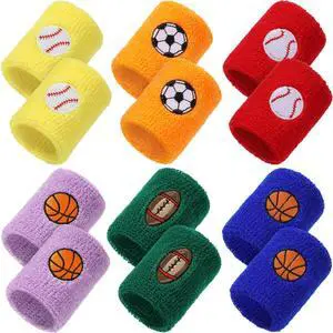 24 Pieces Sports Wristbands for Kids, Colorful Wrist Sweatbands Terry Cloth Wristbands with Soccer Basketball Football Baseball Design for Sports Party Birthday Party Favors, 6 Colors (Sport Color) 24 Pieces Sports Wristbands for Kids, Colorful Wrist Sweatbands Terry Cloth Wristbands with Soccer Basketball Football Baseball Design for Sports Party Birthday Party Favors, 6 Colors (Sport Color)