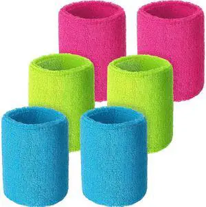 6 Pcs Wrist Sweatbands Sports Wristbands for Competitions Absorbent Sweatbands for Basketball Tennis Football Running Working(Neon Pink, Neon Green, Sky Blue) 6 Pcs Wrist Sweatbands Sports Wristbands for Competitions Absorbent Sweatbands for Basketball Tennis Football Running Working(Neon Pink, Neon Green, Sky Blue)
