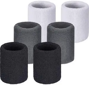 Sweat Band Wrist Tennis Wristband for Women Men Athletic Wrist Sweatbands Thick Cotton Cloth 80s Wristband for Basketball Tennis Football Running and Work(Black, White, Gray) Sweat Band Wrist Tennis Wristband for Women Men Athletic Wrist Sweatbands Thick Cotton Cloth 80s Wristband for Basketball Tennis Football Running and Work(Black, White, Gray)