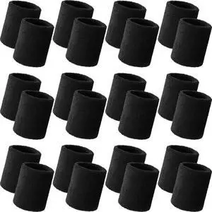 24 Pcs Wrist Sweatbands Bulk for Men Sports Wrist Bands, Black | Absorbent Athletic Tennis Wristbands, Stretchy Breathable Cotton Terry for Adults Women Basketball Baseball Gym Working out 24 Pcs Wrist Sweatbands Bulk for Men Sports Wrist Bands, Black | Absorbent Athletic Tennis Wristbands, Stretchy Breathable Cotton Terry for Adults Women Basketball Baseball Gym Working out