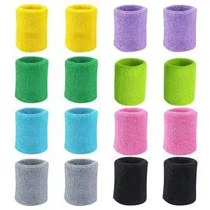 8 Pairs Colorful Wrist Sweatbands Athletic Cotton Terry Cloth Wristbands for Gym Sports (16Pack,8 Colors) 8 Pairs Colorful Wrist Sweatbands Athletic Cotton Terry Cloth Wristbands for Gym Sports (16Pack,8 Colors)