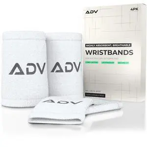 Wristbands, Slim & Absorbent (White, M/L, 4-Pack) | Doublewide and slim, compression fit, proprietary cotton blend Wristbands, Slim & Absorbent (White, M/L, 4-Pack) | Doublewide and slim, compression fit, proprietary cotton blend