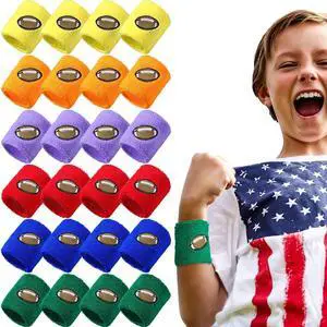 24 Pieces Kids Sports Wristbands 6 Colors Football Sports Party Favor Colorful Wrist Sweatbands Cloth Wristbands for Birthday Party Sports Party 24 Pieces Kids Sports Wristbands 6 Colors Football Sports Party Favor Colorful Wrist Sweatbands Cloth Wristbands for Birthday Party Sports Party