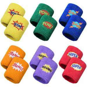 24 Pieces Sports Wristbands Colorful Wrist Sweatbands Terry Cloth Wristbands with Pow Zap Design for School Students Teacher Sports Fan Birthday Basketball Party Favors 6 Styles(Bright Color) 24 Pieces Sports Wristbands Colorful Wrist Sweatbands Terry Cloth Wristbands with Pow Zap Design for School Students Teacher Sports Fan Birthday Basketball Party Favors 6 Styles(Bright Color)