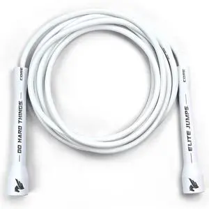 Jumps 6mm PVC Jump Rope, Adjustable Skipping Rope - White Handles - 5" Handle | Kink Free PVC Cord Unbreakable handles. Smooth running. For cardio and boxing. Jumps 6mm PVC Jump Rope, Adjustable Skipping Rope - White Handles - 5" Handle | Kink Free PVC Cord Unbreakable handles. Smooth running. For cardio and boxing.