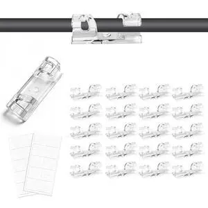 Adhesive Cable Wire Clips Clear (20 PCS) with Screw Holes - Strong Sticky or Screw-Mountable Cord Holders for Wall, Under Desk, Car, PC & Ethernet Cords, Indoor/Outdoor Christmas Lights Organizer Adhesive Cable Wire Clips Clear (20 PCS) with Screw Holes - Strong Sticky or Screw-Mountable Cord Holders for Wall, Under Desk, Car, PC & Ethernet Cords, Indoor/Outdoor Christmas Lights Organizer