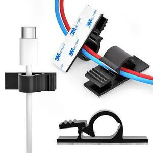 100pcs Adhesive Cable Wire Clips Black, Outdoor Cable Management Wire Organizer Cord Holder for Under Desk, Car, Wall, TV PC Ethernet Cable 100pcs Adhesive Cable Wire Clips Black, Outdoor Cable Management Wire Organizer Cord Holder for Under Desk, Car, Wall, TV PC Ethernet Cable