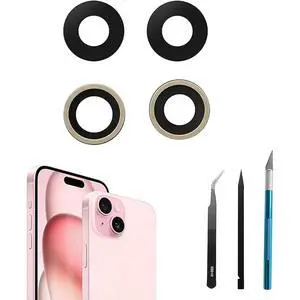 2pcs/Set 15 Plus Camera Lens Replacement for iPhone 15 Camera Lens Rear Glass Replacement with Pre-Installed Adhesive + Repair Tool Kit, Anti-Lens Scratch & Waterproof 2pcs/Set 15 Plus Camera Lens Replacement for iPhone 15 Camera Lens Rear Glass Replacement with Pre-Installed Adhesive + Repair Tool Kit, Anti-Lens Scratch & Waterproof