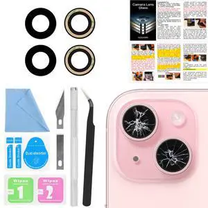Back Rear Camera Lens Glass Replacement for iPhone 15 6.1 inch and 15 Plus 6.7 inch with Pre-Installed Adhesive, Back Lens Glass with Installation Manual + Repair Tool Set Back Rear Camera Lens Glass Replacement for iPhone 15 6.1 inch and 15 Plus 6.7 inch with Pre-Installed Adhesive, Back Lens Glass with Installation Manual + Repair Tool Set